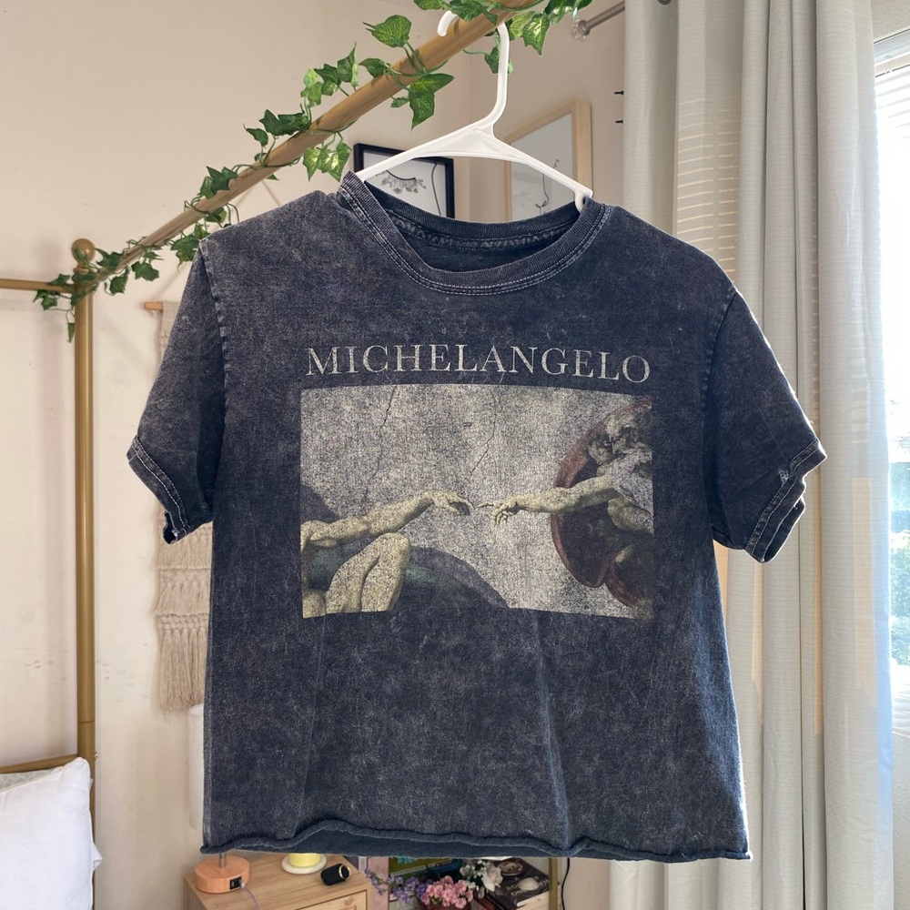 Black Michelangelo Acid Wash Tee